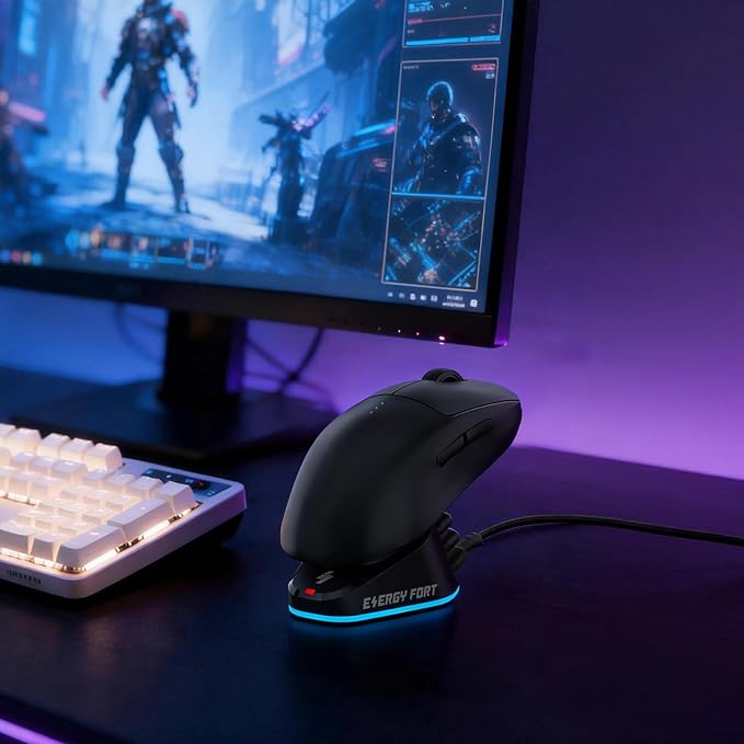 MOSHOU Charging Dock for Logitech Mouse G PRO X Superlight 2/1,G PRO X2 SUPERSTRIKE,G502/G502 X Lightspeed,G502 X Plus,G703/G903 Lightspeed,RGB Light,Computer Mice Powerplay Charging System(Black) - Image 7