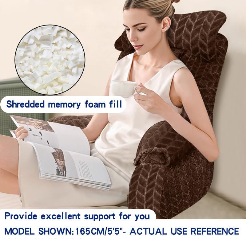 YDCEULARDOH Reading Pillow for Bed Adult – Large Bed Pillow with Arms, Supportive Back Pillow for Sitting Up in Bed for Reading, Watching TV, or Gaming - Image 2
