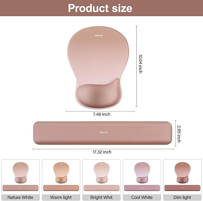 MOSISO Wrist Rest Support for Mouse Pad & Keyboard Set, Brown - Image 7