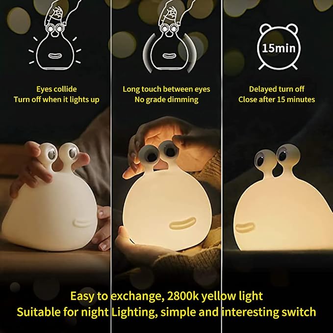 Slug Night Light,Silicone lamp for Kids,USB Rechargeable Cute Animal Lamps Timer Setting Safe Bedside Lamp Portable LED Lamps for Breastfeeding Dorm Room Decor for Christmas Gift - Image 4