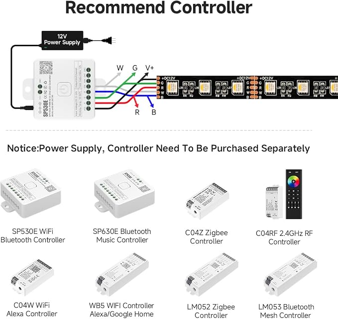 BTF-LIGHTING RGBW LED Strip Warm White 16.4ft 60LED DC12V UL Listed IP67 - Image 5