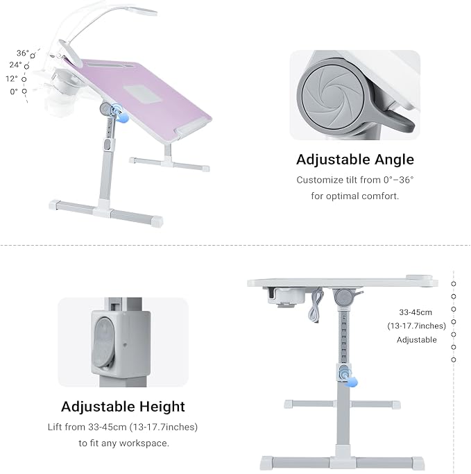 iXTRA Adjustable Laptop Lap Desk with Cooling Fan USB Light for Adults - Image 3