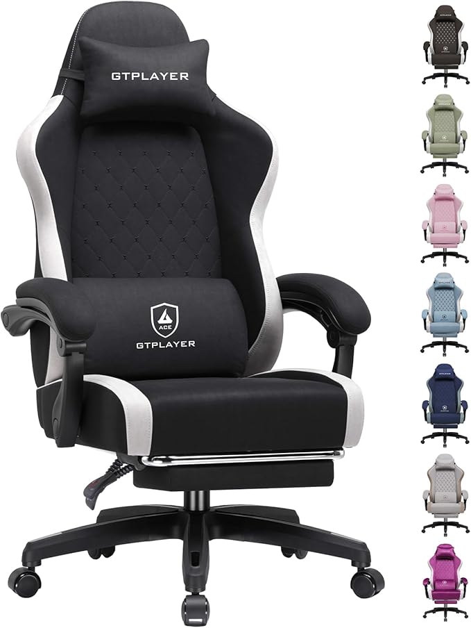 GTPLAYER Gaming Chair, Ergonomic Computer Chair with Footrest and Lumbar Support, High Back Recliner Chair 350lbs, Height Adjustable for Home Office, Black by GTPLAYER