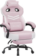 GTPLAYER Big & Tall Gaming Chair, Wide Seat with Footrest, Pink | Ergonomic High Back Computer Desk Chair for Adults, Comfort Padded Seat with Lumbar Support Armrests Recliner for Office/Home by GTPLAYER
