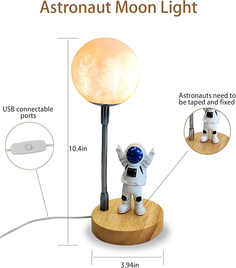 Moon Lamp for Kids, Space Buddy Lights with 7 Color, Astronaut Night Light - Image 5