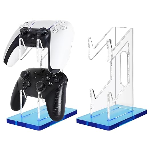 FYY 2-Tier Game Controller Stand - Universal Dual Controller Holder, Blue Display Stand - Compatible with Nintendo Switch, Xbox, PS5, PS4 - Desk Mounts by FYY