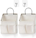 2 Pack Wall Hanging Storage Basket,Wall Hanging Organizer Bags with Pockets, Wall organizer Storage for Dormitory Bathroom Bedroom Kitchen(White-upgraded) by Someteth