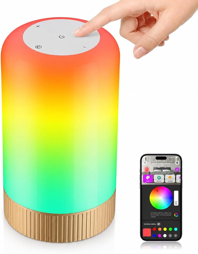RGBICWW Smart Table Lamp, Touch Bedside Lamp LED Desk Lamp with App Control by ShineYourWolrd
