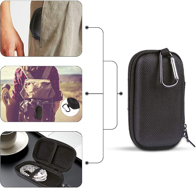 Hard Drive Hard Case 2Pack Earbuds Carrying Cases with Zipper and Carabiner - Image 7