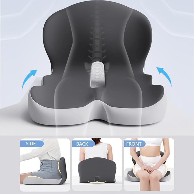 Orthopedic Cushion, Seat Cushion - Car Cushion with L Shaped Ergonomic Design, Memory Foam Seat Cushion for Office Chair, Car and Gaming Seat - Image 4