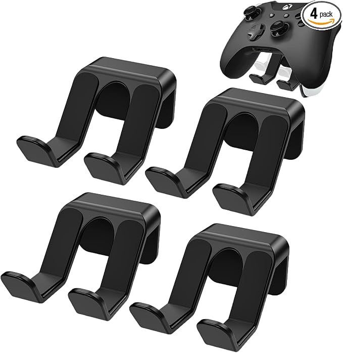4PCS Controller Holder Wall Mount Headset Holder by Adhesive Screw | Controller mount headset stand for xbox series x/s, ps5, ps4, pc gaming stuff accessories with stable 3m adhesive by SIROLISA