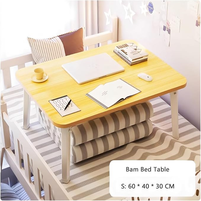 Foldable Laptop Desk for Bed, Bed Laptop Table, Foldable Portable Lap Bed Tray, 23.6 Inch Floor Table for Drawing, Reading and Writing, Bamboo - Image 6