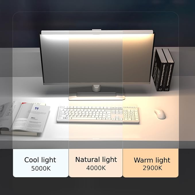 BY-J Monitor Light Bar, Fit for Flat Monitor, Eye-Care USB Reading LED Task Lamp with Touch Control, No Screen Glare Dimmable Desk Lamp Computer Monitor Light Bar for Screen Home Office - Image 2