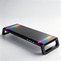 Computer Monitor Stand Riser with Storage Drawer, USB Hub, RGB | Adjustable 16.1-21.7 in width; holds 72 lb; phone holder; fits a wide monitor or laptop; gaming desk organizer, black by Unknown