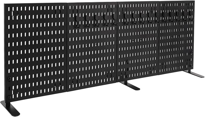 Desk Pegboard, Plastic Privacy Divider & Desk Partition Panel, Office Accessory Organizer No-Drill Mounted Pegboard for Home, Office, Gaming (Black, Freestanding) by LUOSHALIYA