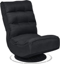 GIANTEX 360 Degree Swivel Gaming Chair, 6 Position Adjustable (Black) | Folding Floor Chair, 300lb Spring Support, Comfortable Padded Backrest, Lazy Sofa Chair Game Rocker for Teens Adults by Giantex