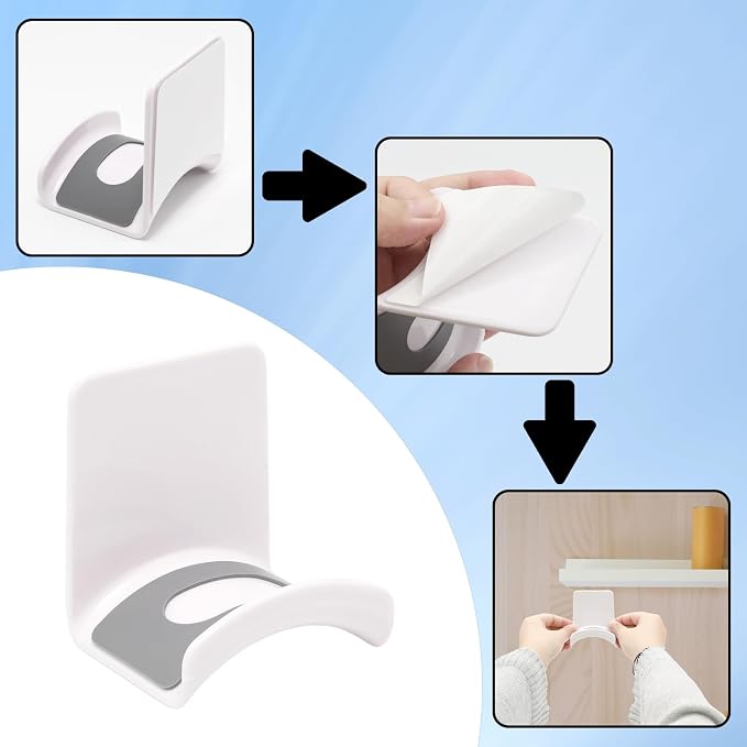 White Headphone Stand Hanger, Table Wall Mount Headset Holder Hook - Image 4
