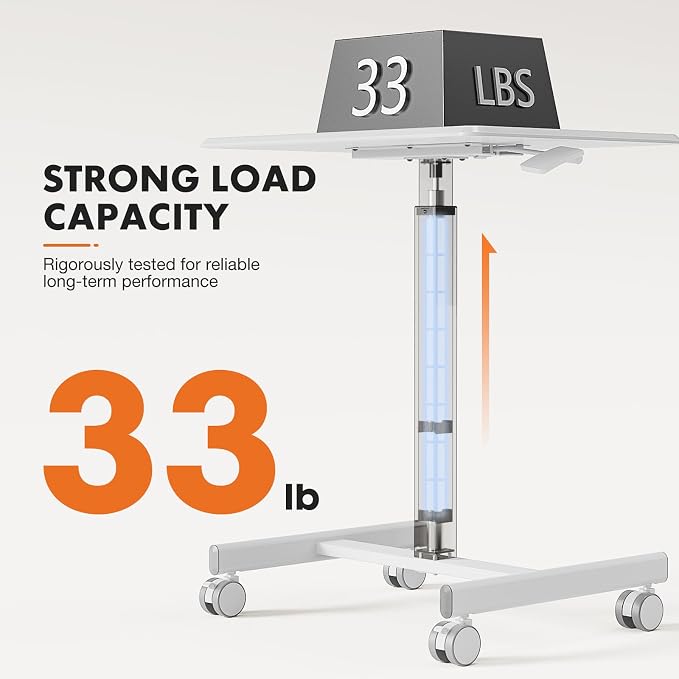 Sweetcrispy Mobile Rolling Desk, Small Standing Desk with Wheels - Image 6