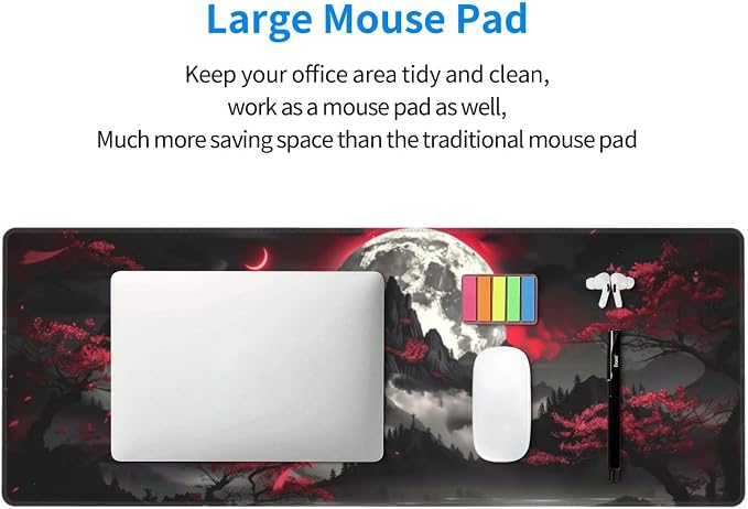 Extended Gaming Mouse Pad, Large Gaming Mouse Waterproof with Stitched Edges, Non-Slip Desktop Pad for Home and Office, Level Up Your 31.5x11.8 Inch… (Dark Night) - Image 6