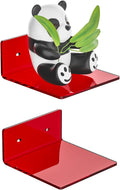 Sezanrpt 6 Inches Acrylic Small Wall Shelves, Red Floating Shelf for Wall Mounting, Acrylic Display Ledges for Funko Pop Figures, Home Décor, Living Room, Gaming Room, Plants, 2 Pack by Sezanrpt