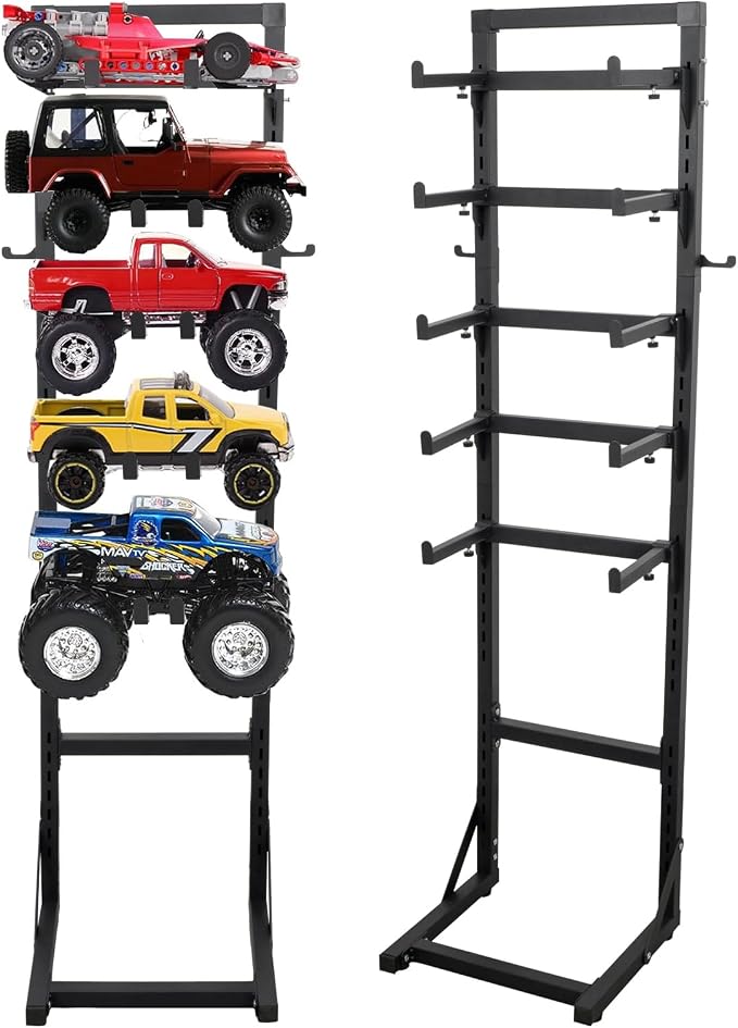 Rc Car Stand Display 5 Tier Metal Storage Rack Shelf Compatible With 1/6 1/10 1/12 1/18 1/24 Scale Crawler Trucks Accessories Multi Layer Model Workstation Organizer Includes 2 Remote Controller Hooks by Unknown
