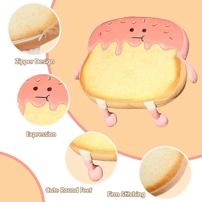 Toast Seat Cushion Memory Foam Chair Pad Removable Cover Food Plush - Image 4