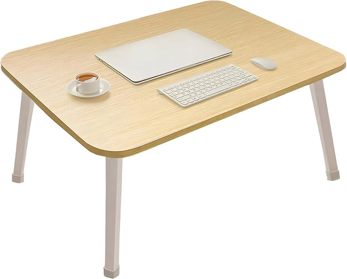 Foldable Laptop Desk for Bed, Bed Laptop Table, Foldable Portable Lap Bed Tray, 23.6 Inch Floor Table for Drawing, Reading and Writing, Oak by LKBBC