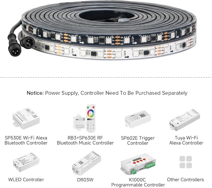 BTF-LIGHTING WS2811 Addressable RGB LED Strip 16.4FT 300LED DC12V IP68 - Image 3