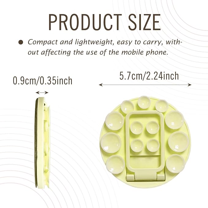 Small Rotundity Suction Cup Suction Phone Card Holder, Desktop Metal Bracket, Phone for iPhone and Android, Hands-Free Sticky Phone Grip Holder Stick On Phone Case for Videos (Yellow) - Image 2