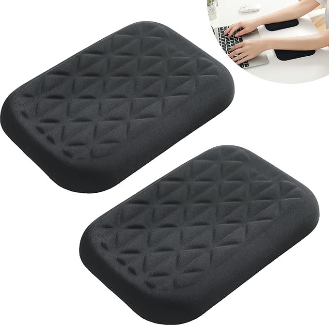 LargeLeaf Ergonomic Wrist & Elbow Rest Pad for Desk with Memory Foam & Non-Slip Base, Relieve Elbow Pain Armrest Wrist Support(6.3 * 4.3 inch, Black, 2pcs) by LargeLeaf