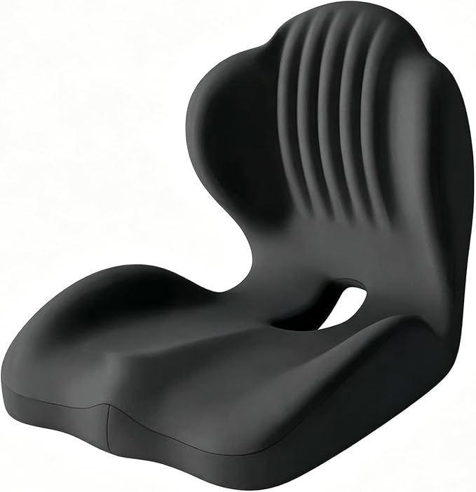 L-Shaped Ergonomic Seat Cushion with Lumbar Support for Office Chair Black | Memory Foam Orthopedic Cushion with Coccyx Hollow, Tailbone Pain Relief for Car, Truck, Gaming Chair, Travel by Gueyi