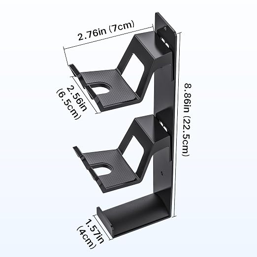 ZYTHRONE Dual Controller Holder Wall Mount, Metal Headset Stand for PS5, PS4, with Adhesive or Screws, Strong Adhesive by Screws, Black - Image 8