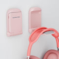 MAMUVIMO Headphone Stand, Headset Stand Foldable ＆ Sticky, Headphone Holder Hook Mount with Non-Slip Silicone, Adhesive Earphone Desk Hanger Clip Space-Saving for Airpods Max, All Earphones- Pink by MANMUVIMO