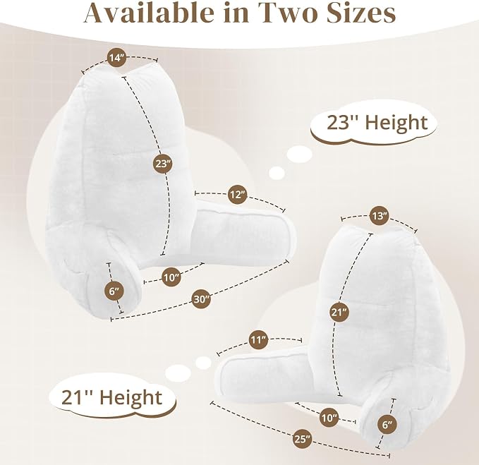 Sasttie Reading Pillow for Bed, Back Pillow for Sitting Up, White - Image 2