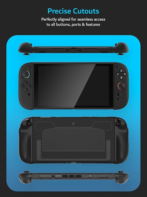 TUDIA Snap-On Case Compatible with Nintendo Switch 2 (2025) - [Kickstand Access] Dockable Slim Scratch-Resistant Console PC Cover with Enhanced Shockproof TPU Handheld Grip (Black, Black Back Cover) - Image 6