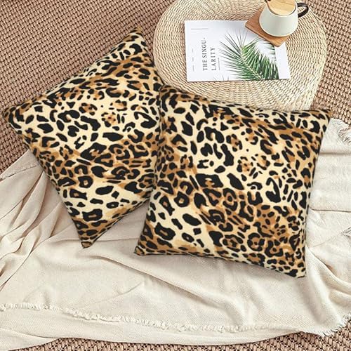 Pillowcase Set of 2 Leopard Animal Cheetah Print Throw Pillow Covers Shells for Couch Office Bedroom Home Decoration, 18"X18" - Image 5