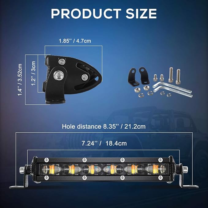 CO LIGHT Led Light Bar Single 7 inch Slim Single Row Lightbar Driving Combo Beam Off Road Fog Work Lights with Mounting Brackets & 6D Reflectors for Truck, Car, Cabin, Boat, ATV, UTV - Image 7
