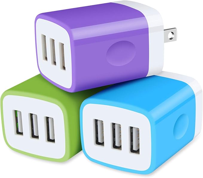 USB Charger Cubes, Wall Charger Adapter, Sicodo 3Pack Universal Travel 3.1A by Sicodo