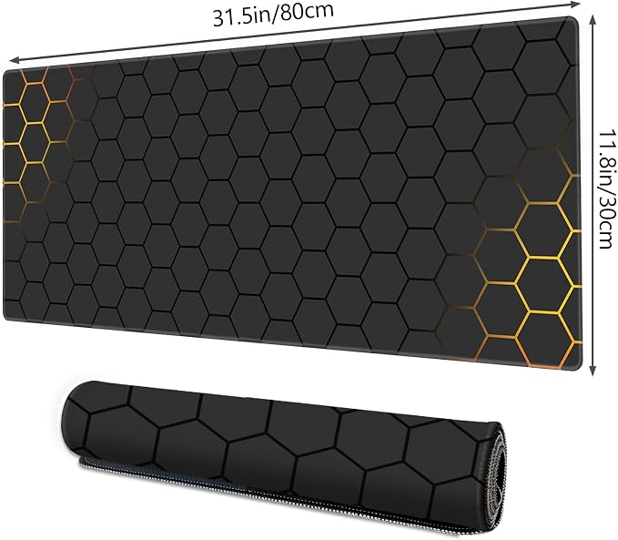 Galdas Mouse Pad for Gaming,XXL XL Large Mouse Mat Long Extended Mousepad Desk Mat Non-Slip Rubber Mice Pads Stitched Edges Thin (31.5 x 11.8 x 0.12 Inches) Grid - Image 2