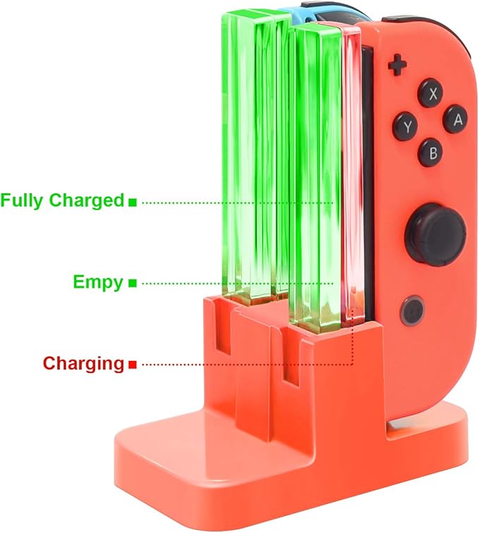 FASTSNAIL Switch Controller Charger for Nintendo Switch for JoyCons - Red - Image 5