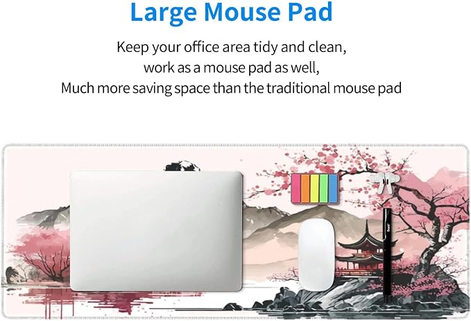 Watercolor Japanese Large Gaming Mouse Pad,Mouse Pad Gaming 31.5 x 11.8 in Mouse Mat Desk Pad,Large Desk Mat,Extended Keyboard Mousepad with Non-Slip Base and Stitched Edge for Desk Home Office - Image 6