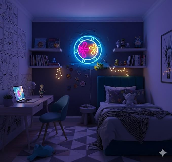 manimo Ocean World Porthole Neon Lights, LED Under Sea Porthole Neon Signs for Wall Decor,USB Night Light for Game Room Bedroom Birthday Wedding Party Gifts(13.3 * 13.3in) - Image 4