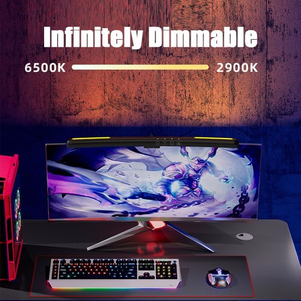 Curved Monitor Light Bar for Curved Monitor, Computer Monitor Lamp Bar with 3 Color Temperature Modes Stepless Dimming, Touch Control Computer Screen Lamp, for Work and Office - Image 4
