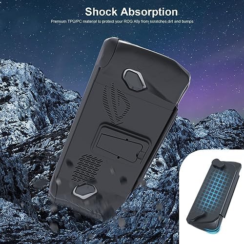 Full Protective Case With Stand Base For ROG ALLY Consoles, Shockproof Gaming Protective Case Protector Cover Game Console Skin Shockproof Protector Cover Accessories (Black) - Image 5