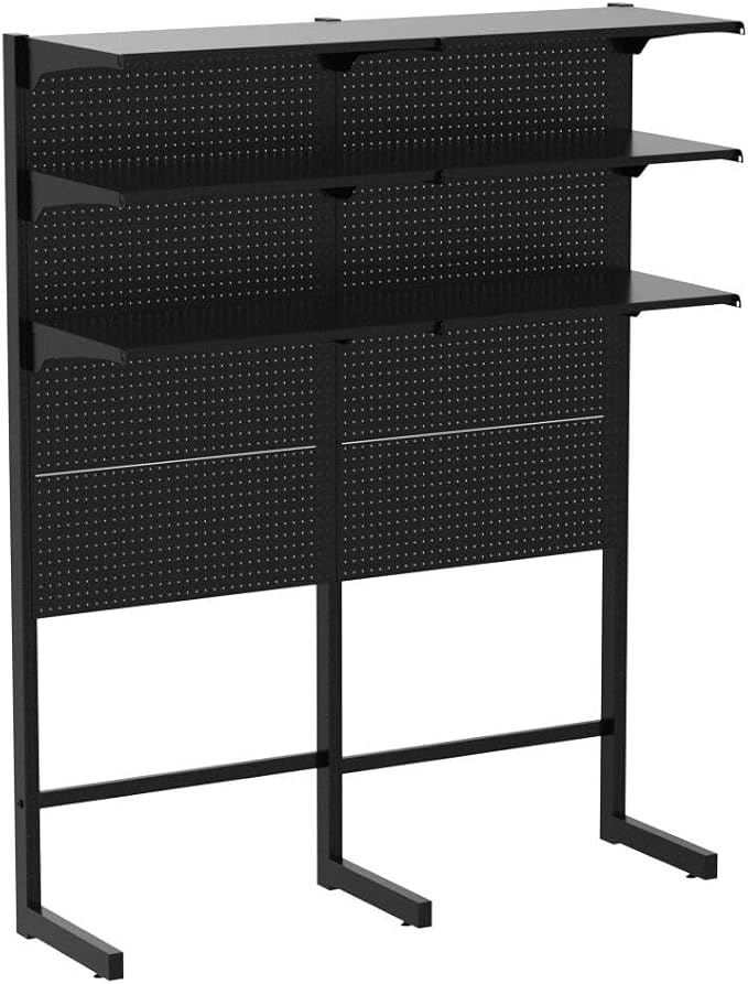 JWX Freestanding Gaming Pegboard Shelf, 300 lb Capacity, 57.5 x 74 in | Powder-coated metal with 8 modular panels, 15 accessories, 70 lb per shelf and 300 lb total capacity - Image 6
