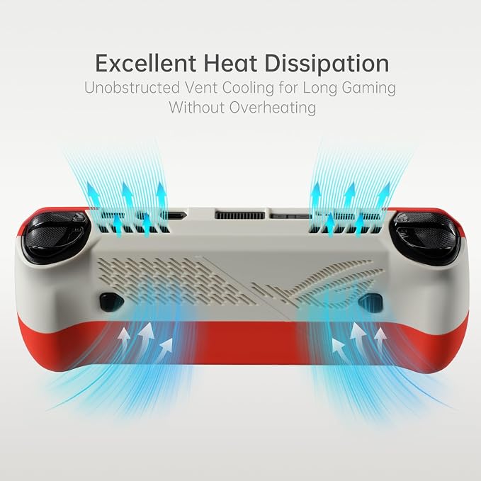 UYIYE Case for ROG Ally X 2024 Anti-Slip Rubber Protective Shell,White Red - Image 7