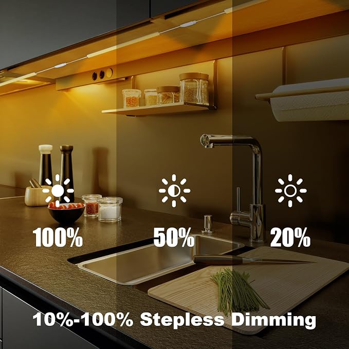 6PCS x 12 Inch Under Cabinet Lights Plug-in, Warm White 3000K Dimmable LED Under Cabinet Lighting, Under Counter Lights with Memory Function, LED Light Bars for Kitchen - Image 3
