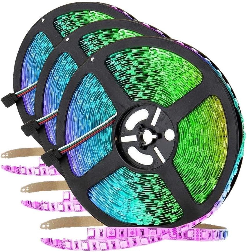 SUPERNIGHT 32.8 FT RGB LED Light Strip, 10M 600leds Multi-Color DC 24V Rope Lighting Non-Waterproof Decorate Bedroom TV Backlighting Car Party (Only Light Strip) (Pack of 3) by SUPERNIGHT