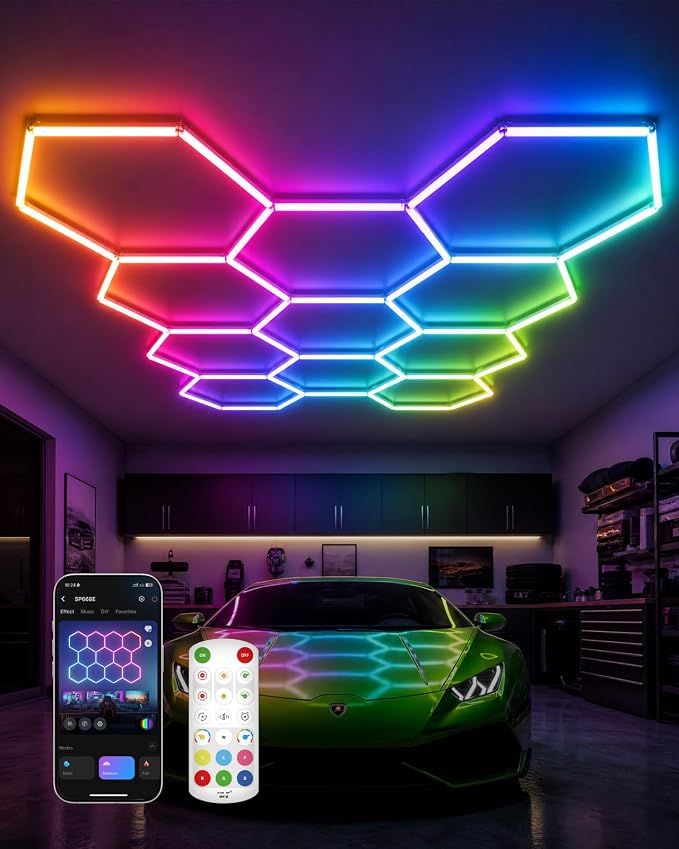 Hexagon Lights, 11-Hex RGB, App Control, Dynamic Lighting Effects by Galental