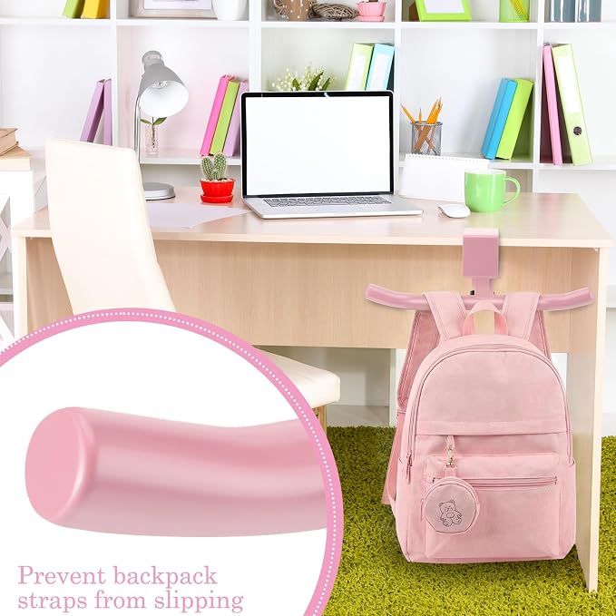 Geelin Bag Hook for Desk Table Heavy-Duty Backpack Hanger Clamp On Purse Holder Adjustable Under Desk Bag Hook for Headphones Handbag Hanger for Classroom Dorm Back to School(Pink) - Image 7